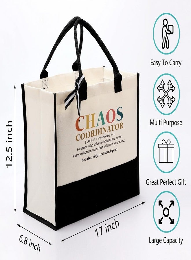 EDCTO Canvas Tote Bag, Cotton Canvas Tote Bag, Chaos Coordinator Bag, Gifts for Boss Lady/Friend/Coworker/Teacher, Mom Birthday Gift, Canvas Tote Bags for Women, Womens Weekend Bag, Canvas Beach Bag - Image 2